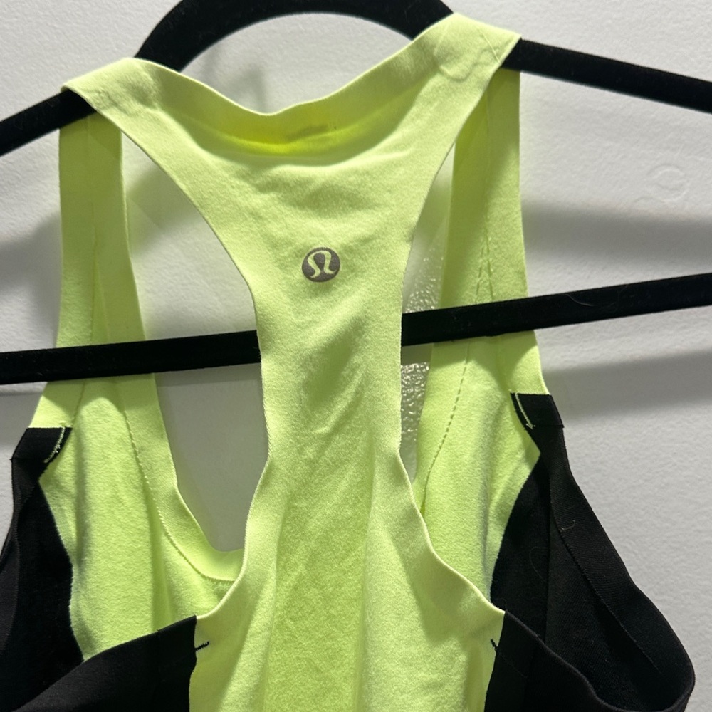Lululemon Neon Yellow Color-Blocked Racerback Tank – Size Small - Picture 2 of 3